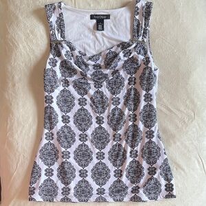 White House Black Market Elegant Black and White Tank Top